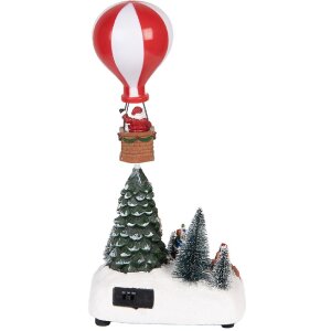 Clayre & Eef 6PR5870 Decoratieve Kerstbomen met LED Groen Wit 17x13x32cm