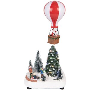 Clayre & Eef 6PR5870 Decoratieve Kerstbomen met LED Groen Wit 17x13x32cm