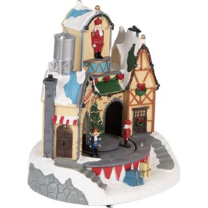 Clayre & Eef 6PR5871 Decoratiehuis met LED 20x17x23 cm Wit Bruin