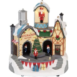 Clayre & Eef 6PR5871 Decoratiehuis met LED 20x17x23 cm Wit Bruin