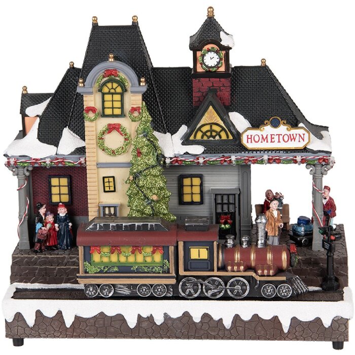 Clayre & Eef 6PR5873 Decoratie-trein met LED 32x16x30 cm Kerstdecoratie