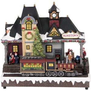 Clayre & Eef 6PR5873 Decoratie-trein met LED 32x16x30 cm Kerstdecoratie