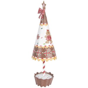 Clayre & Eef 6Y5803 Decoratie Kerstboom Ø 11x37 cm Bruin Wit
