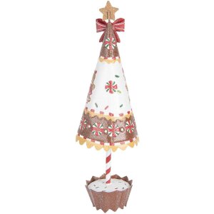 Clayre & Eef 6Y5803 Decoratie Kerstboom Ø 11x37 cm Bruin Wit