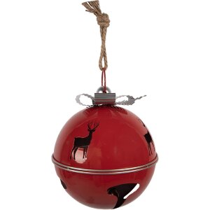 Clayre & Eef Kerstdecoratieve Klingel Rood Zilverkleurig 24x28 cm