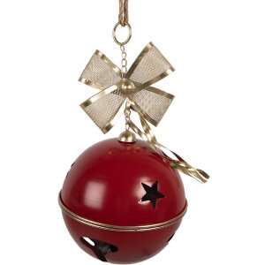 Clayre & Eef 6Y5906 Decoratieve Deurbel Rood/Goudkleurig Ø 24x49 cm