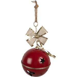 Clayre & Eef 6Y5906 Decoratieve Deurbel Rood/Goudkleurig Ø 24x49 cm