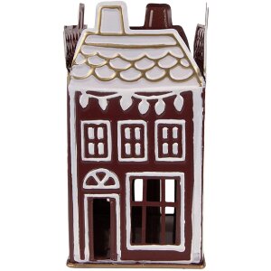 Clayre & Eef 6Y5922 Kandelaar 12x12x22 cm rood wit