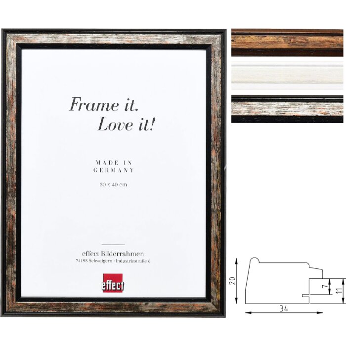 Fotolijst Profiel 64 Massief Hout 6-voudig Gelakt 34mm Wit Bruin Zwart