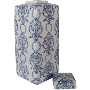 Clayre & Eef 6CE2388L Decoratieve Pot met Deksel 16x16x41 cm