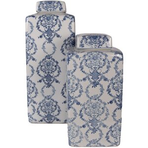 Clayre & Eef 6CE2388L Decoratieve Pot met Deksel 16x16x41 cm