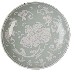 Clayre & Eef 6CE2380 Taartplaat Ø 21x11 cm Porselein Wit Groen Vintage