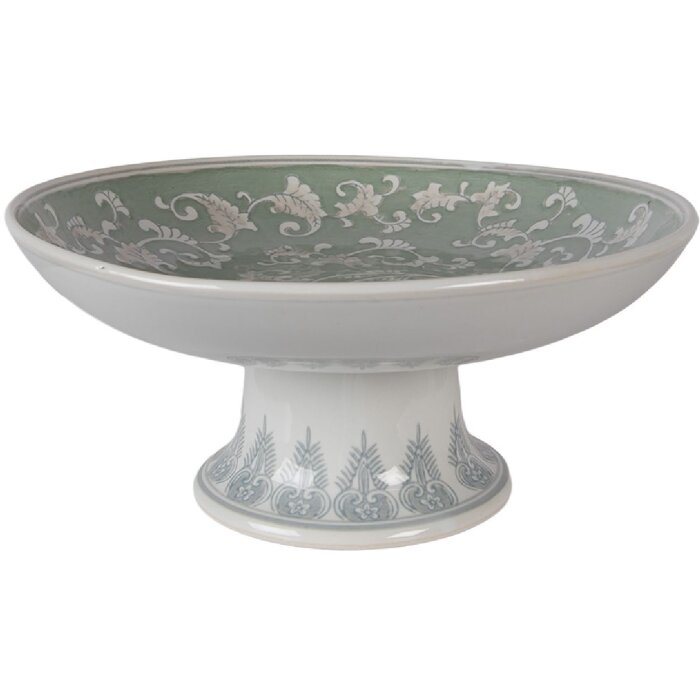 Clayre & Eef Vintage Groene Porseleintartaartplaat Ø26x13cm