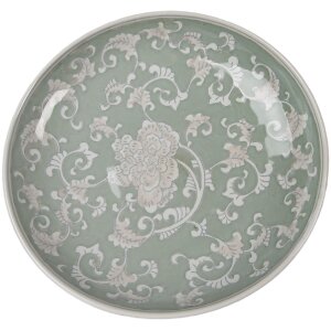 Clayre & Eef Vintage Groene Porseleintartaartplaat Ø26x13cm