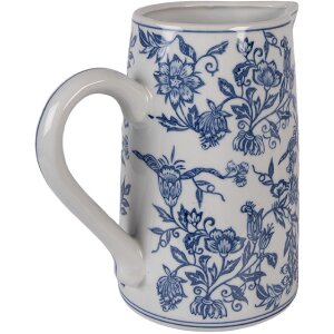 Clayre & Eef keramieke kan 21x13x21 cm wit-blauw