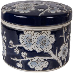 Clayre & Eef Sieradenkast Ø 12x10 cm Blauw-Wit...