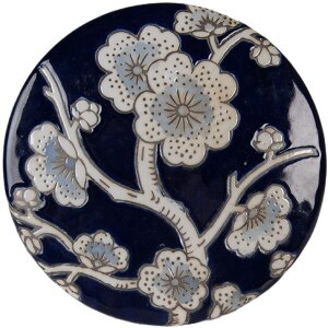 Clayre & Eef Sieradenkast Ø 12x10 cm Blauw-Wit Keramiek