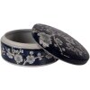 Clayre & Eef keramische sieradenkast blauw-wit met bloemenmotief Ø 18x8 cm