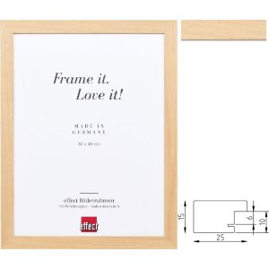 Effect Holzrahmen Profil 71 Eikenhout – Massief houten fotolijst met museumglas, 2,5 cm breed, veel formaten