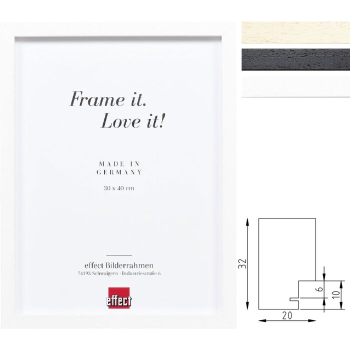 Clayre & Eef Effect Holzrahmen Profil 74 – Houten lijst met diepe profiel, wit, zwart of natuur, diverse formaten, meerdere glasopties