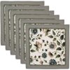 Clayre & Eef stofservetten 6-pak 40x40 cm beige groen bloemenmotief