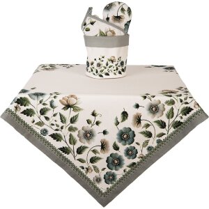 Clayre & Eef GTB45 Keukentoebehoren 20x20 cm katoen beige groen bloemen hittebescherming