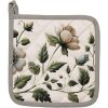 Clayre & Eef GTB45 Keukentoebehoren 20x20 cm katoen beige groen bloemen hittebescherming