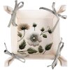 Clayre & Eef stofbrodkorf 35x35x8 cm, beige met groen bloemenpatroon en decoratieve strikken
