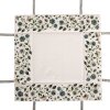 Clayre & Eef stofbrodkorf 35x35x8 cm, beige met groen bloemenpatroon en decoratieve strikken