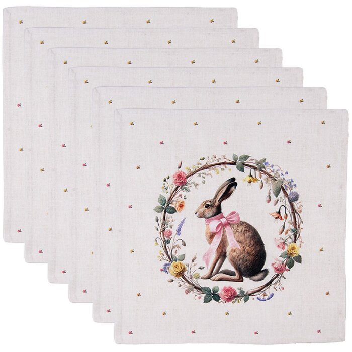 Clayre & Eef katoenservetten 6 stuks beige-bruin 40x40 cm