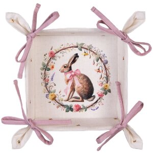 Clayre & Eef broodmandje 35x35x8 cm beige-bruin vierkant