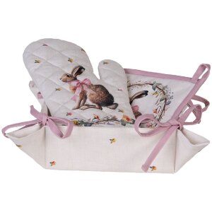 Clayre & Eef broodmandje 35x35x8 cm beige-bruin vierkant