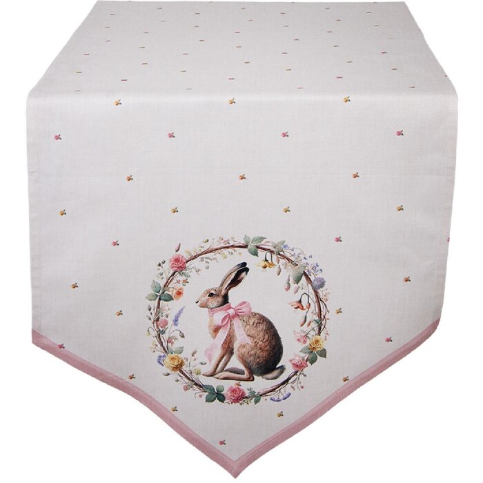 Clayre & Eef tafelkleed 50x160 cm beige-brown