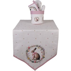 Clayre & Eef tafelkleed 50x160 cm beige-brown