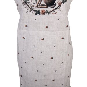 Clayre & Eef NLE41 keuken schort 70x85 cm beige-bruin katoen