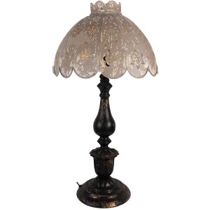 Clayre & Eef tafellamp zwart-grijs Ø41x75 cm...