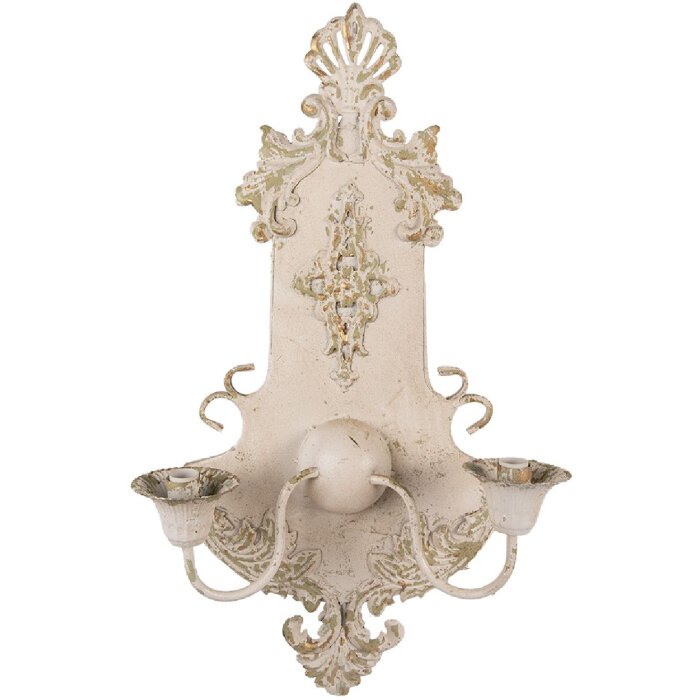 Clayre & Eef wandlamp 40x18x70 cm beige-groen E14 max 2x25W