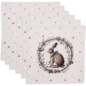 Clayre & Eef servetten set van 6 stuks, beige en...