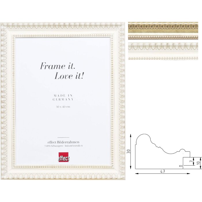 Effect Houten Spiegel Profiel 56 in Antikzilver of Wit 30x40 tot 50x70 cm