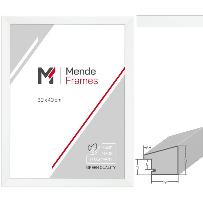 MendeFrames H130 witte massief houten fotolijst – diverse formaten & glassoorten