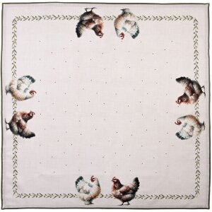 Clayre & Eef Tafelkleed 100x100 cm met kippenmotief...