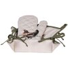 Clayre & Eef Stoffen Broodmandje 35x35x8 cm Beige met Groene Rand