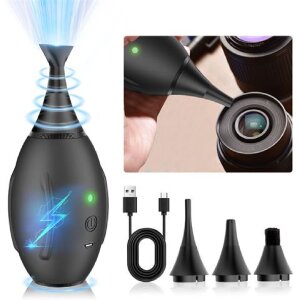 Lensgo Elektrische Airblower 4 kPa – Blazen en Zuigen met 4 Verwisselbare Monden en USB-C Oplaadbaar Silikongrijs