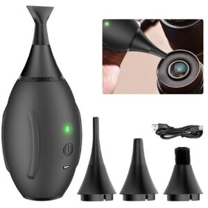 Lensgo Elektrische Airblower 4 kPa – Blazen en Zuigen met 4 Verwisselbare Monden en USB-C Oplaadbaar Silikongrijs