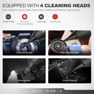 Lensgo Elektrische Airblower 4 kPa – Blazen en Zuigen met 4 Verwisselbare Monden en USB-C Oplaadbaar Silikongrijs