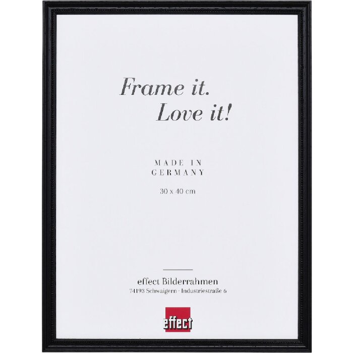 Effect Holzrahmen Profil 2440, houten fotolijst 40x40 cm, zwart met antireflexglas