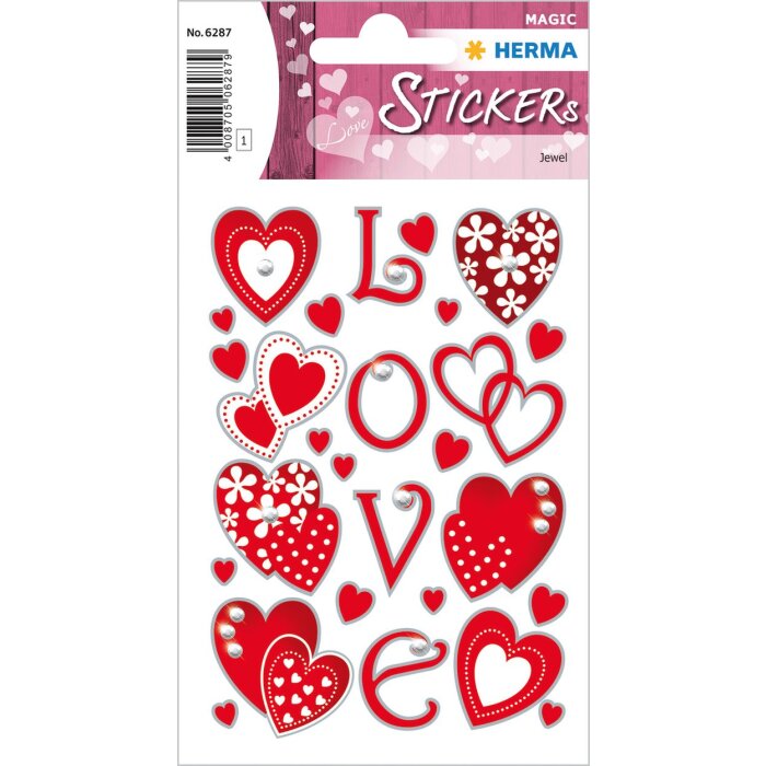 Decoratieve etiketten Magic Hearts Jewel 1 vel.