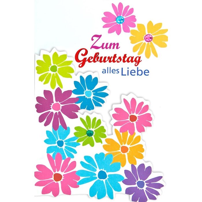 Artebene Kaart Emboss-Verjaardag-Bloemen-