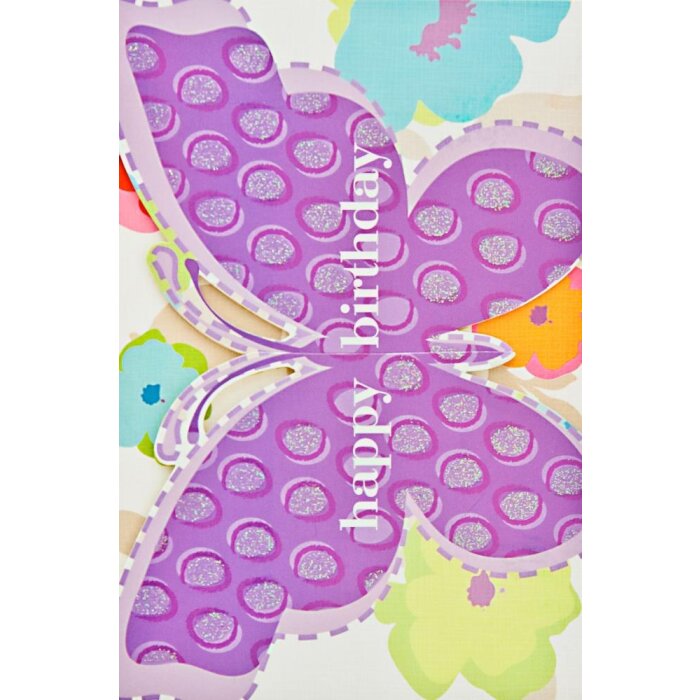 Artebene Kaart Verjaardag-Butterfly-Glitter-