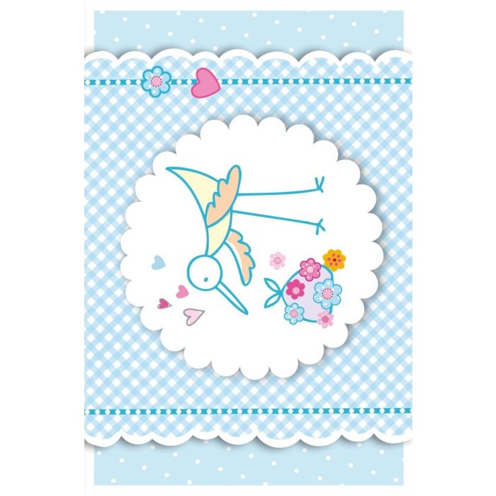 Artebene Kaart Ooievaar-Baby-Blauw-Glitter